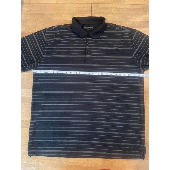 Nike Dri Fit Men's Golf Short Sleeve Polo‎ Shirt Black Striped Performance XL - Picture 5 of 7